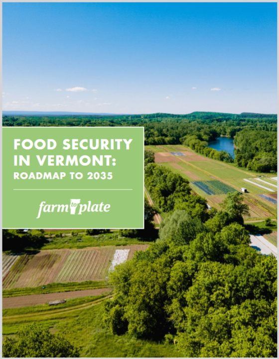 Food Security in Vermont: Road Map to 2023 - Cover Image - fields with trees