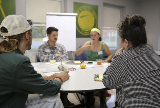 Attendees of the Field to Fork meeting in St. Albans, VT discuss challenges with farm to school