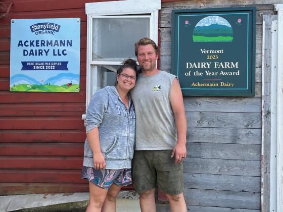  Sara & Jimmy Ackermann of Ackermann Dairy in Wolcott Vermont. Photo credit Calley Hastings